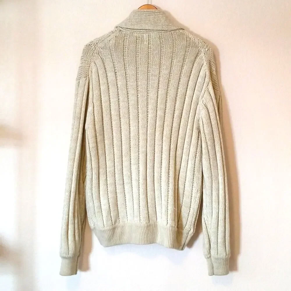 Vintage London Fog 80s Cable Knit Oatmeal Cardigan